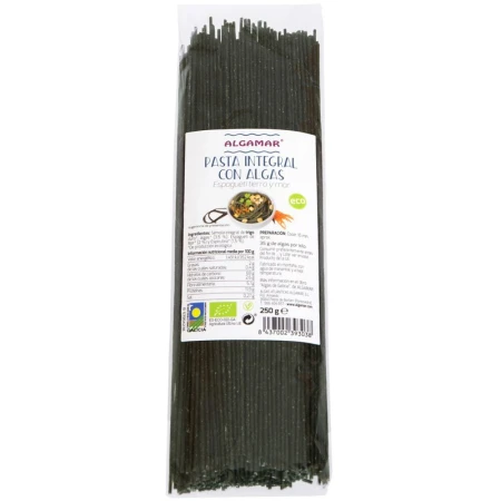 Spaghetti integrale din grau dur cu alge bio 250g Algamar