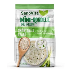 Mini rondele din orez cu smantana si ceapa, 45g, SanoVita