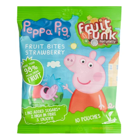Gustare din fructe cu capsuni Peppa Pig, 100g, Fruit Funk