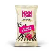 Chipsuri de cartofi cu hibiscus si sare de mare fara gluten Bio, 125g, Go Pure