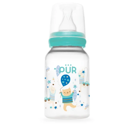 Biberon cu desen verde 0-3 luni, 125ml, PUR