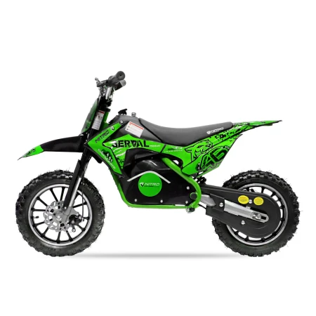 Motocicleta electrica pentru copii NITRO Eco Serval 500W cu roti 10 10 inch, culoare Verde