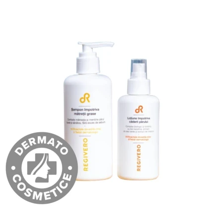 Pachet pentru ingrijirea parului anti-matreata Sampon 250ml + Lotiune 150ml, Regivero