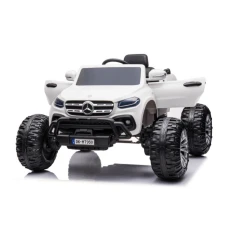 Masinuta electrica Mercedes X-Class Monster Truck 180W 4x4, roti moi, scaun tapitat, culoare Alba