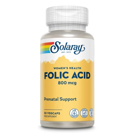 Acid Folic 800 mcg Solaray, 30 capsule vegetale, Secom