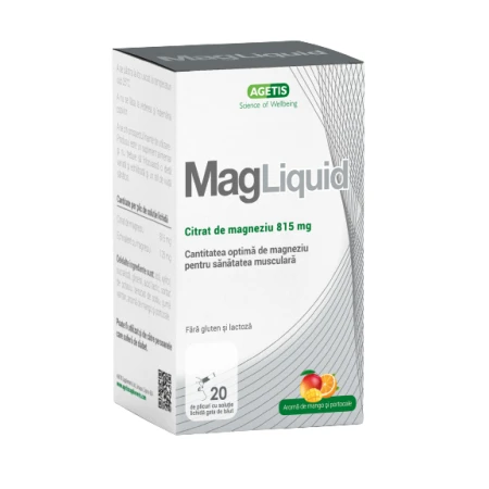 Citrat de magneziu Mag Liquid 815mg, 20 plicuri, Agetis