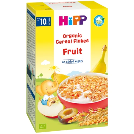 Fulgi de cereale ecologice cu fructe, 200g, Hipp