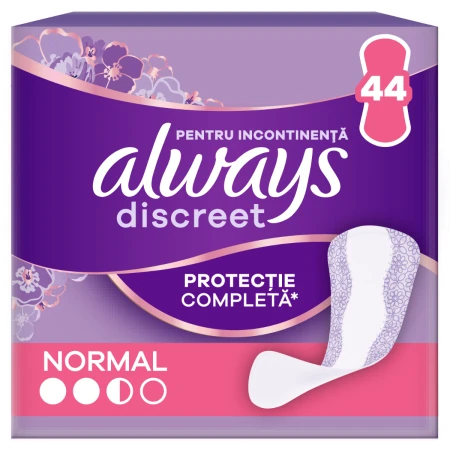 Absorbante pentru incontinenta urinara Discreet Normal, 44 bucati, Always