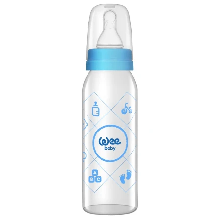 Biberon sticla cu tetina din silicon rotunda, 250ml, Wee Baby