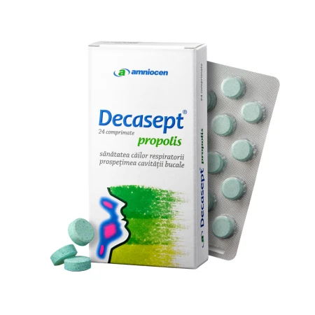 Decasept propolis, 24 comprimate, Amniocen