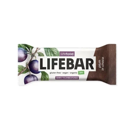 Baton cu prune invelit in ciocolata bio 40g Lifebar