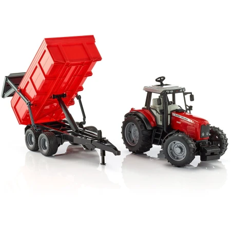 BRUDER Tractor Massey Ferguson 7480 cu remorca basculanta, Bruder 02045
