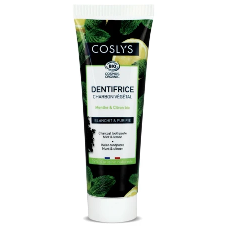 Pasta de dinti bio albire si purificare cu carbune vegetal menta si lamaie, 100g, Coslys