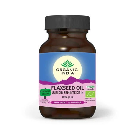 Ulei din Semințe de In - Omega 3, eco, 60 caps veg, Organic India