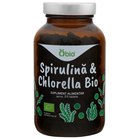 Spirulina si Chlorella, bio, 375 tablete (150g), Obio