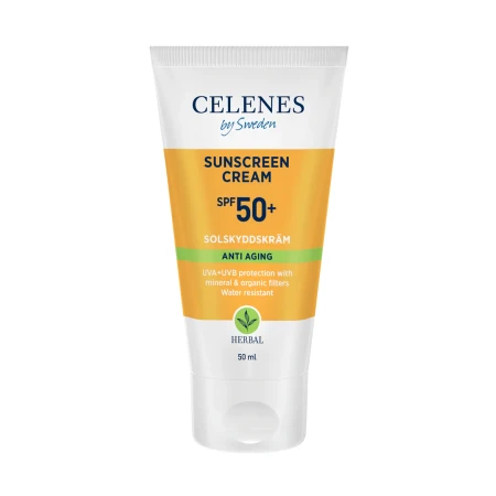 Crema anti-aging pentru protectie solara Herbal cu SPF50+, 50ml, Celenes