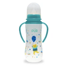 Biberon cu desen si manere verde +6 luni, 250ml, PUR
