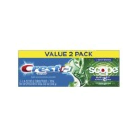 Set 2x Paste de Dinti, Crest 3D White, Scope Outlast + Whitening, tub 153gr