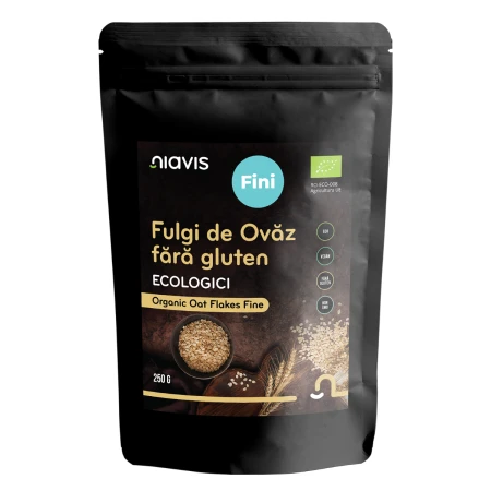 Fulgi de ovaz ecologici fara gluten, 250g, Niavis