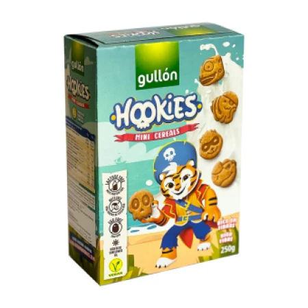 Biscuiti mini cu cereale fara lactoza Hookies, 250g, Gullon
