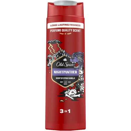 Gel de dus si sampon pentru barbati Night Panther, 400ml, Old Spice