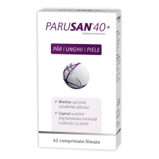 Supliment alimentar pentru par, unghii si piele 40+, 42 comprimate filmate, Parusan