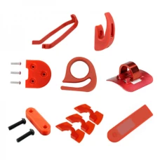 Set 8 piese pentru Xiaomi Mijia M365 suport aripa, carlig frontal, carlig pliere, inaltator aripa si cric, clips cabluri, 3 amortizoare, husa dashboard, rosu