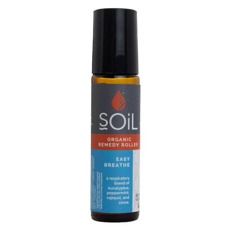 Roll-on cu uleiuri esentiale pure organice Ecocert respiratie usoara Breathe, 10ml, Soil