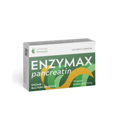 Enzymax Pancreatin, 30 capsule, Laboratoarele Remedia