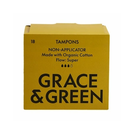 Tampoane din bumbac organic 100% Super (18 buc), Grace and Green
