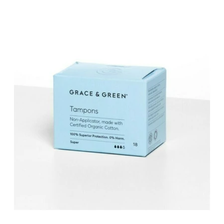 Tampoane din bumbac organic 100% Super (18 buc), Grace and Green