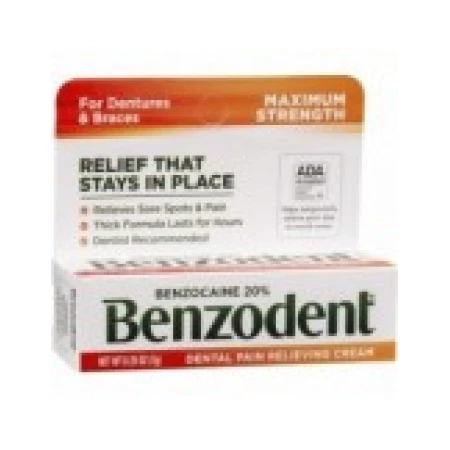 Crema Analgezica, Benzodent, Pentru Ameliorarea Durerilor in Urma iritatiilor Bucale, 20% Benzocaina, 7gr