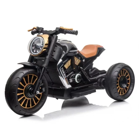 Motocicleta cu 3 roti electrica pentru copii, SuperMoto, 70W, 12V, cu scaun tapitat, bluetooth, neagra
