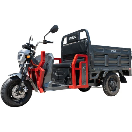 Samus Triciclu electric cargo Samus Montana-25-1.3-72V32-Red-Dark Silver, 1500W, Viteza Maxima 25 km/h, Acumulator 72 (6 x 12V)/ 32 aH, Tip baterie plumb acid, Autonomie 48 km, Rosu-Argintiu inchis