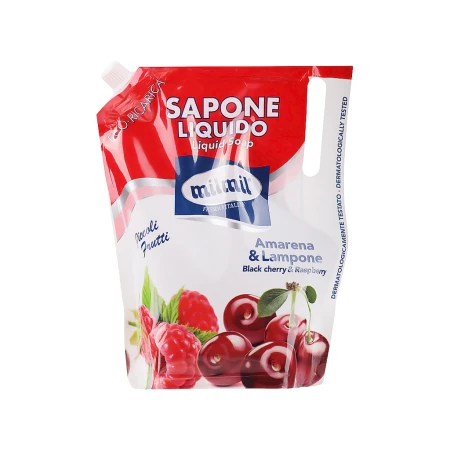 Sapun lichid rezerva eco cu zmerua & cirese amare, 900ml, Mil Mil