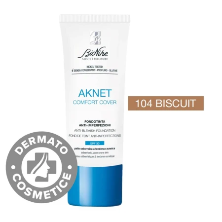 Fond de ten pentru tenul acneic Aknet Comfort Cover 104 Biscuit, 30ml, Bionike