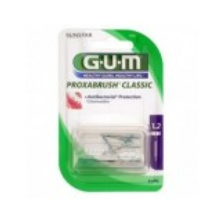 Set 8x Periute Interdentare, GUM, ProxaBrush, pentru Curatare in Profunzime, Tratate cu Clorhexidina, 1.2mm