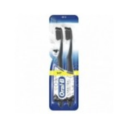 Set 2x Periute de Dinti, Oral-B, CrossAction cu Carbune Activ, Albeste Dintii in Mod Natural, Soft