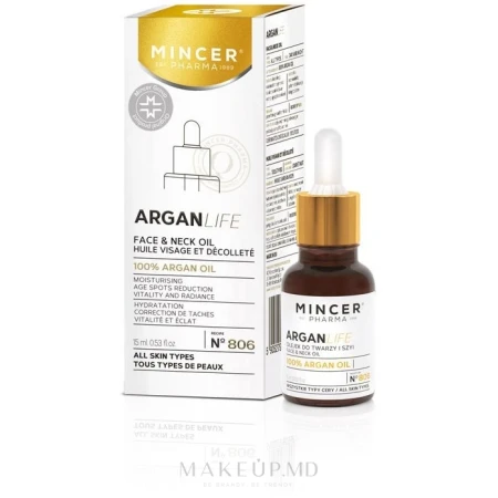 Ulei pentru fata si gat Arganlife, 15ml, Mincer Pharma