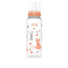 Biberon cu desen piersica +3 luni, 250ml, PUR
