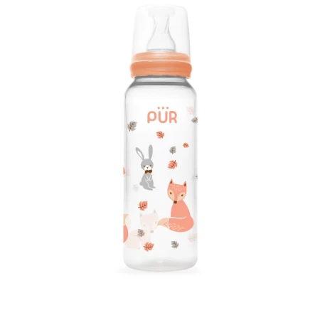 Biberon cu desen piersica +3 luni, 250ml, PUR