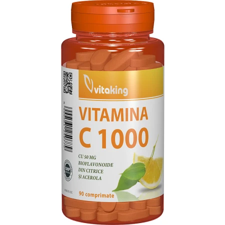 Vitamina C 1000mg cu bioflavonoide, acerola si macese, 90 comprimate, Vitaking