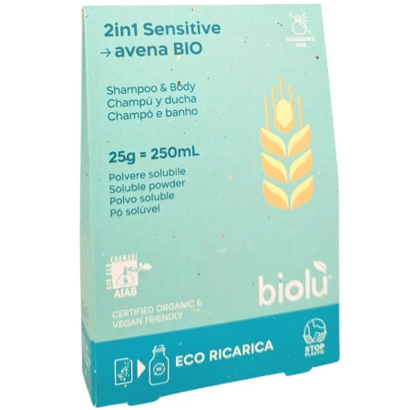 Gel de dus - sampon Sensitive bio pudra 25g, eco-refill, Biolu