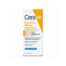 Crema de Fata, CeraVe, Hydrating Mineral Sunscreen, Protectie Solara, SPF 30, cu Ceramide Esentiale, 50ml