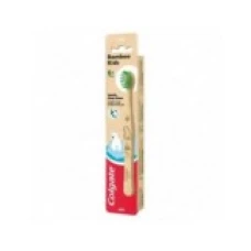 Periuta de Dinti pentru Copii, Colgate, Bamboo Kids Polar, Efect Multi-Protectie, Varsta 6+ Ani, Soft, Maner Lemn si Peri Verzi