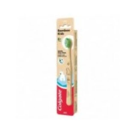 Periuta de Dinti pentru Copii, Colgate, Bamboo Kids Polar, Efect Multi-Protectie, Varsta 6+ Ani, Soft, Maner Lemn si Peri Verzi