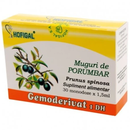 Gemoderivat din mladite si muguri de porumbar, 30 monodoze,gemoderivat,Hofigal