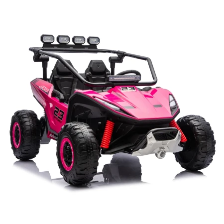 UTV electric pentru 2 copii Kinderauto Vector V2 Dune-Buggy, 220W, 12V, roti moi, scaun tapitat, echipat premium, roz