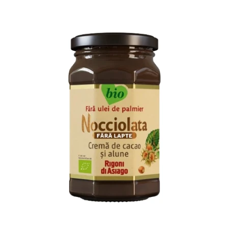 Crema bio cu cacao si alune de padure fara lapte Nocciolata, 250g, Rigoni di Asiago