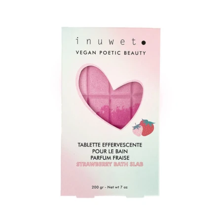 Tableta efervescenta pentru baie in forma de ciocolata cu parfum de capsuni, 200g, Inuwet
